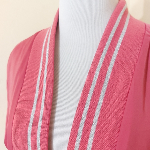 One Hart Mauve Pink Rose Floral Daisy Print Open Front Bomber Jacket Size Med - Picture 3 of 11